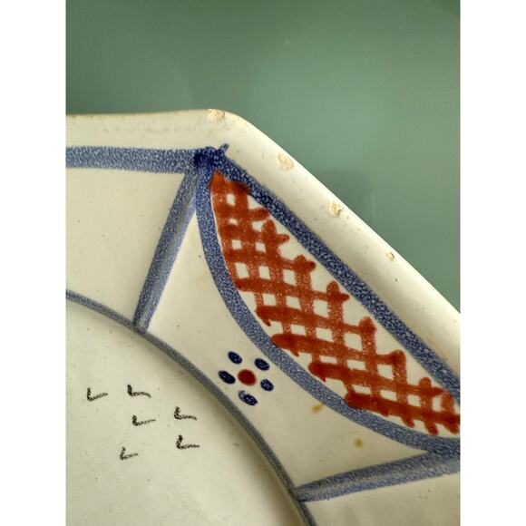 Henriot Quimper Faience Pottery Blue Mistral Breton Man 10” Octagonal Plate - Picture 7 of 9